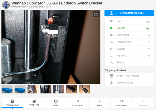 Wanhao_Duplicator_i3_Z-Axis_Endstop_Switch_Bracket_by_BearsFan315_-_Thingiverse