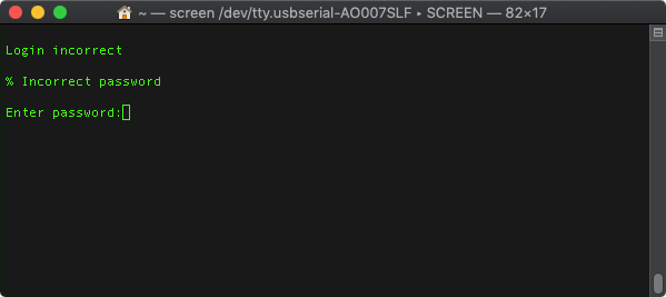 Screen dev tty usbserial AO007SLF ▸ SCREEN 82×17