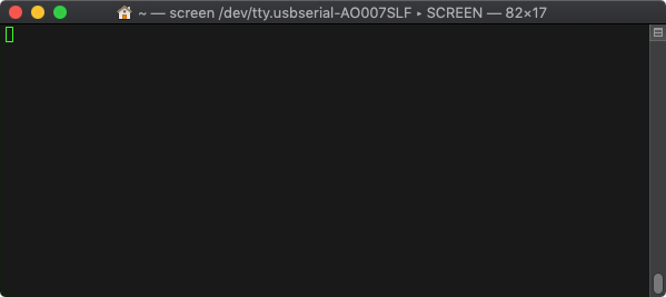 Screen dev tty usbserial AO007SLF ▸ SCREEN 82×17